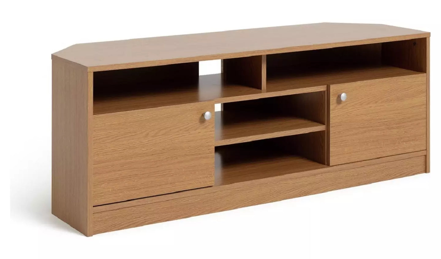Assembled Corner 2 Door TV Unit - Oak